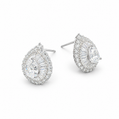 Radiant Teardrop Double Halo Stud Earrings