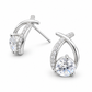 Silver Crossover Solitaire Stud Earrings