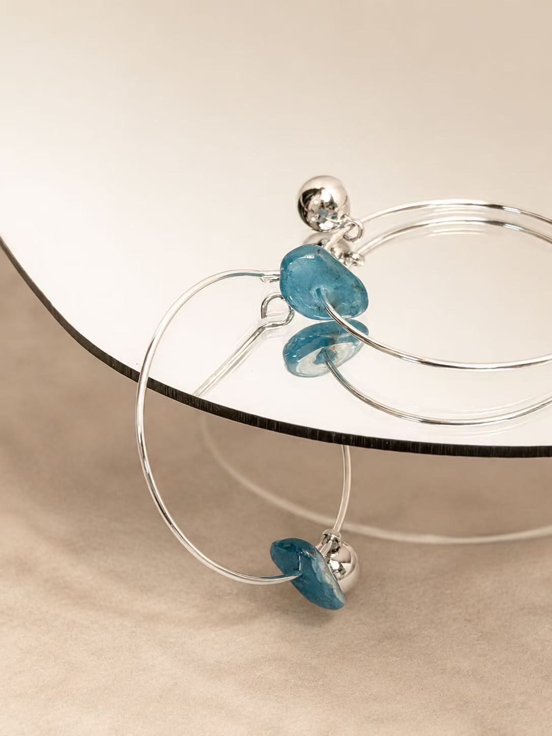 Blue Stone Minimal Earrings