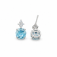 Aqua Blue Cushion Sparkle Drop Earrings