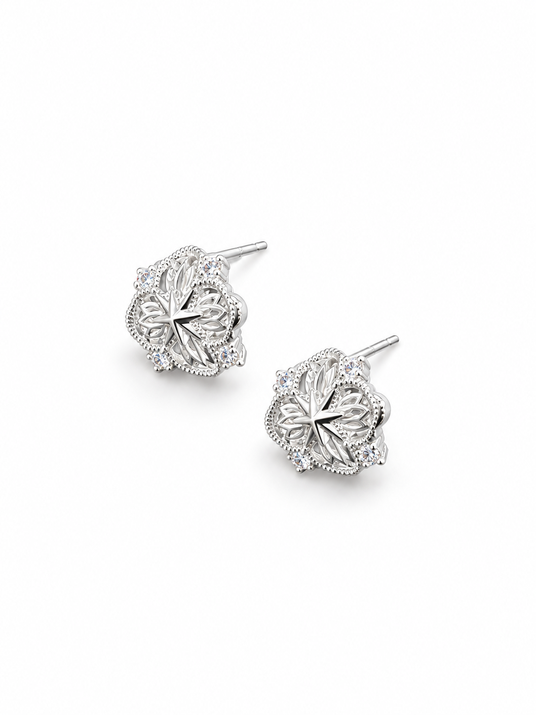 Vintage Floral Cross Stud Earrings
