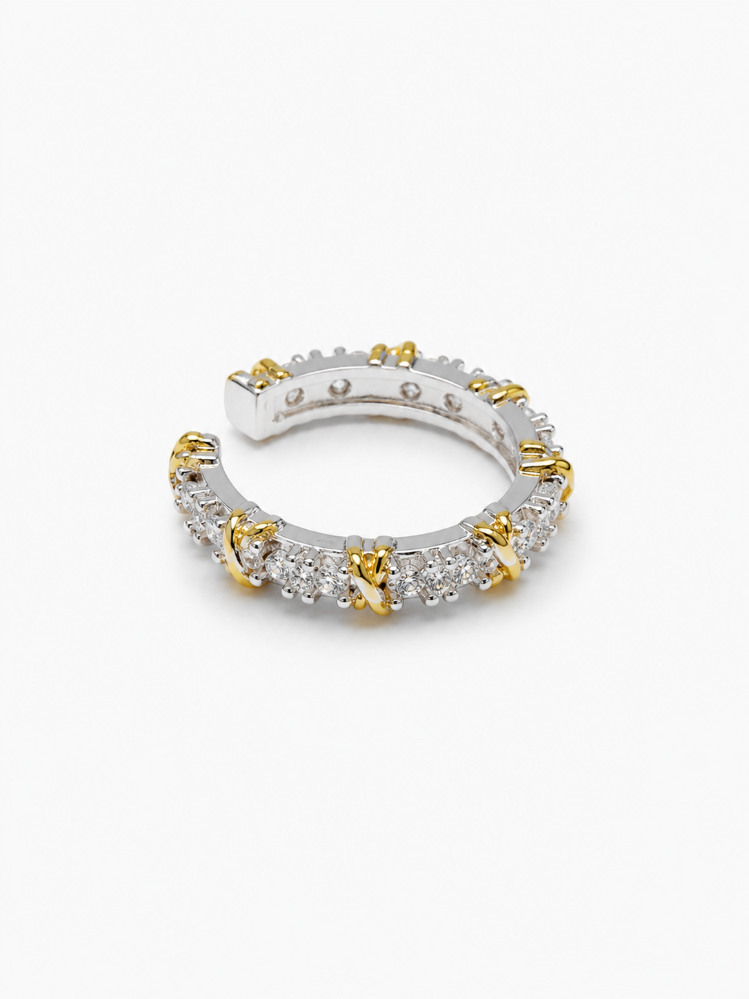 Light Yellow Cross Ring Silver-Tone