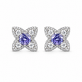 Violet Petal Sparkle Stud Earrings