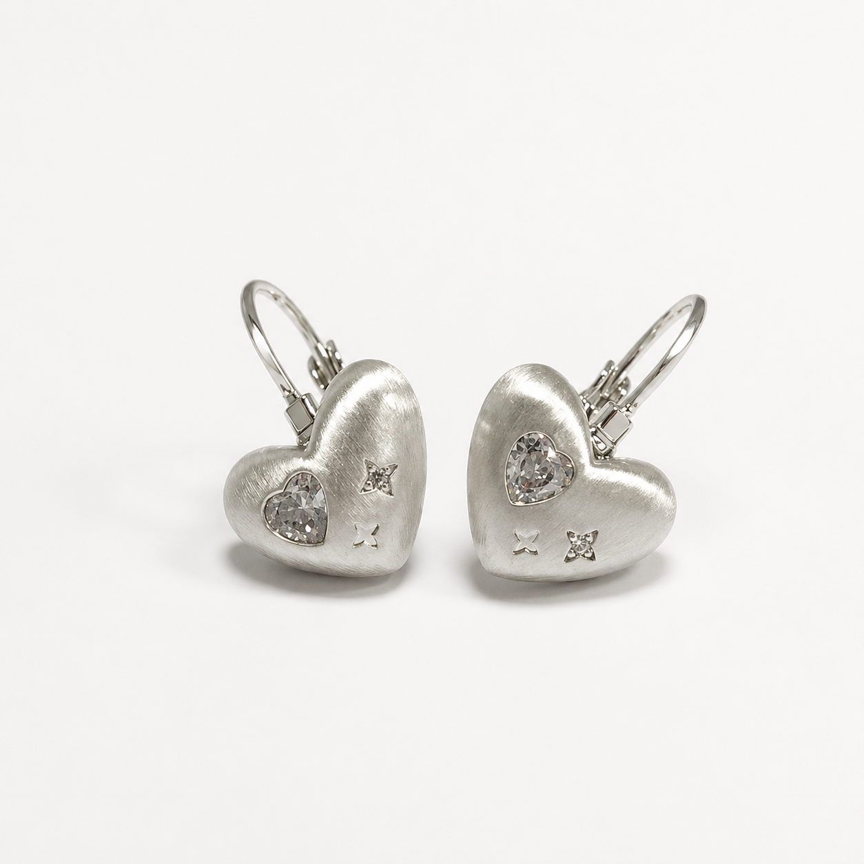 White Heart Vintage Earrings
