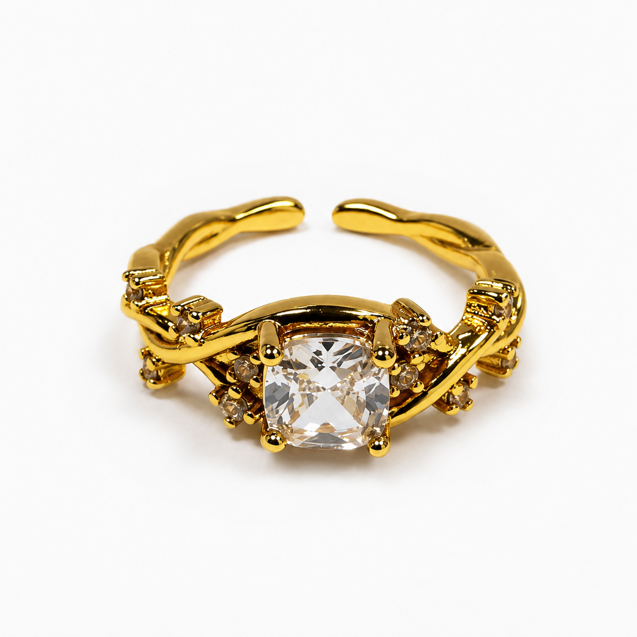 Vine Square Zircon Ring