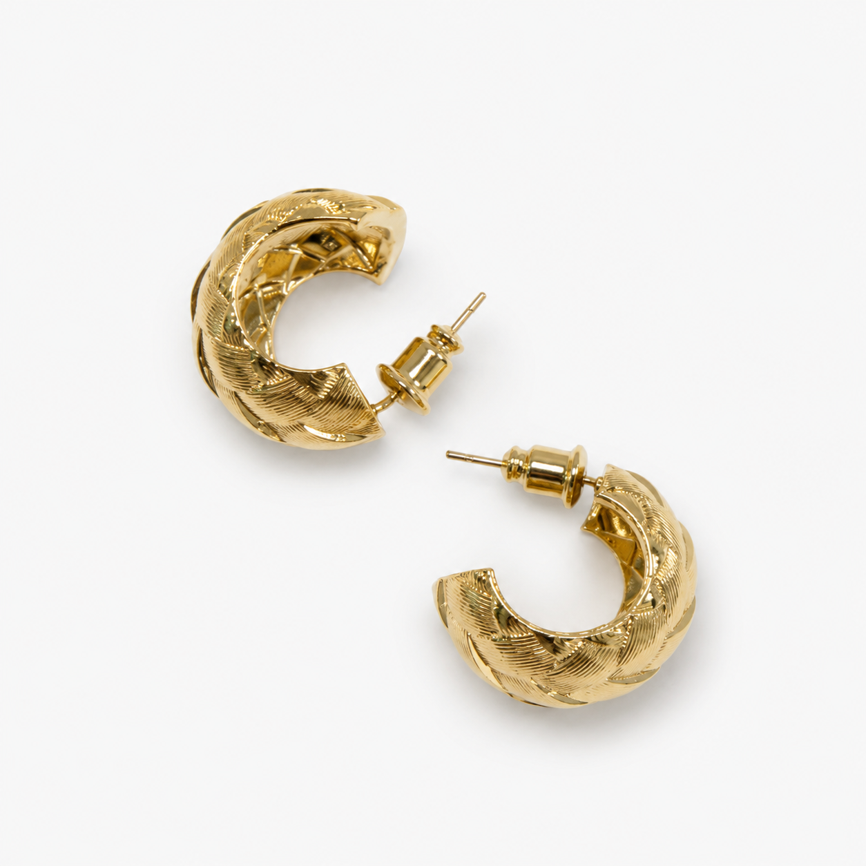Silver Needle Gold-Tone Braided Earrings