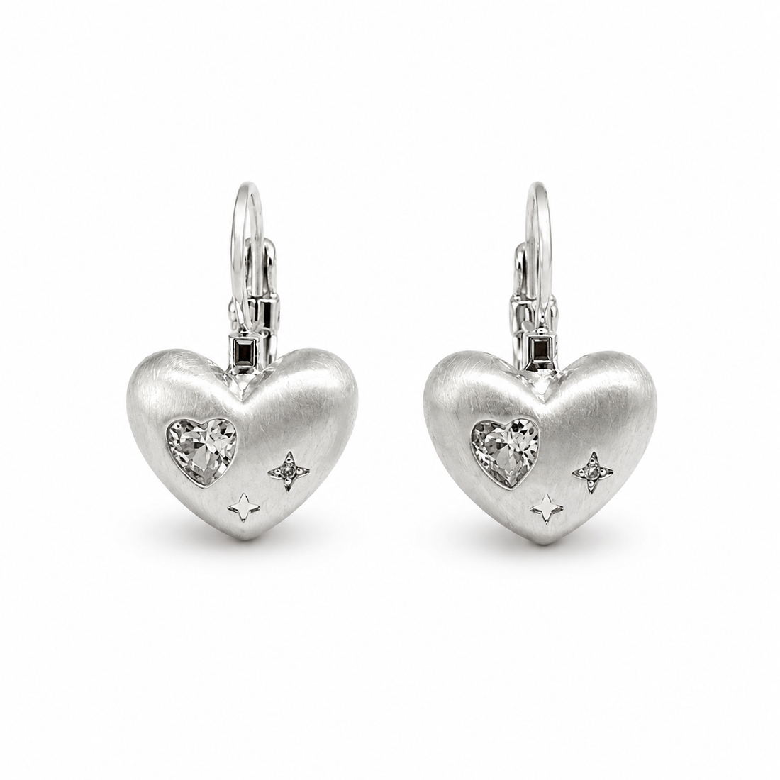 White Heart Vintage Earrings