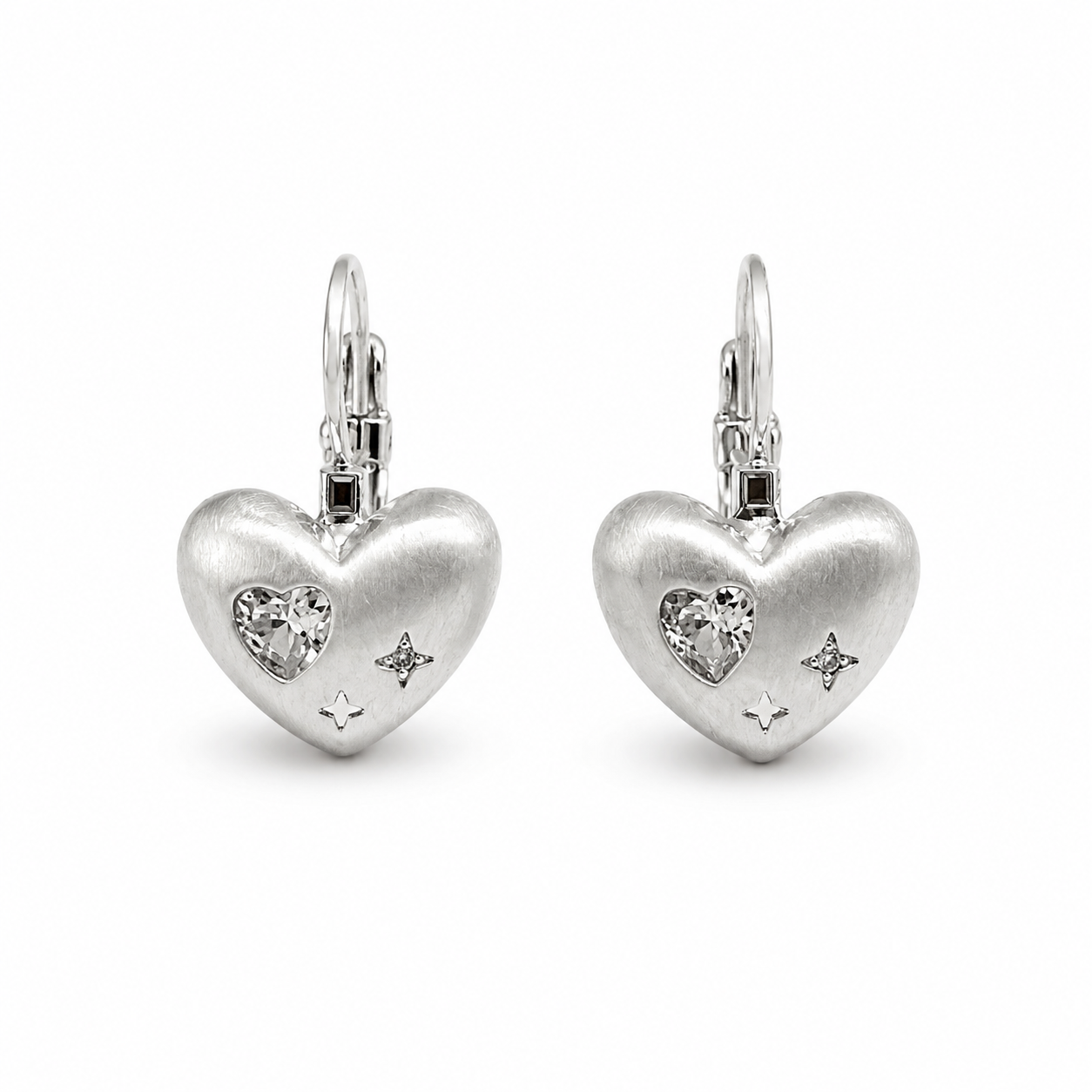 White Heart Vintage Earrings