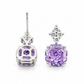 Lavender Cushion Sparkle Drop Earrings