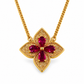 Crimson Blossom Gold-Tone Pendant Necklace Description