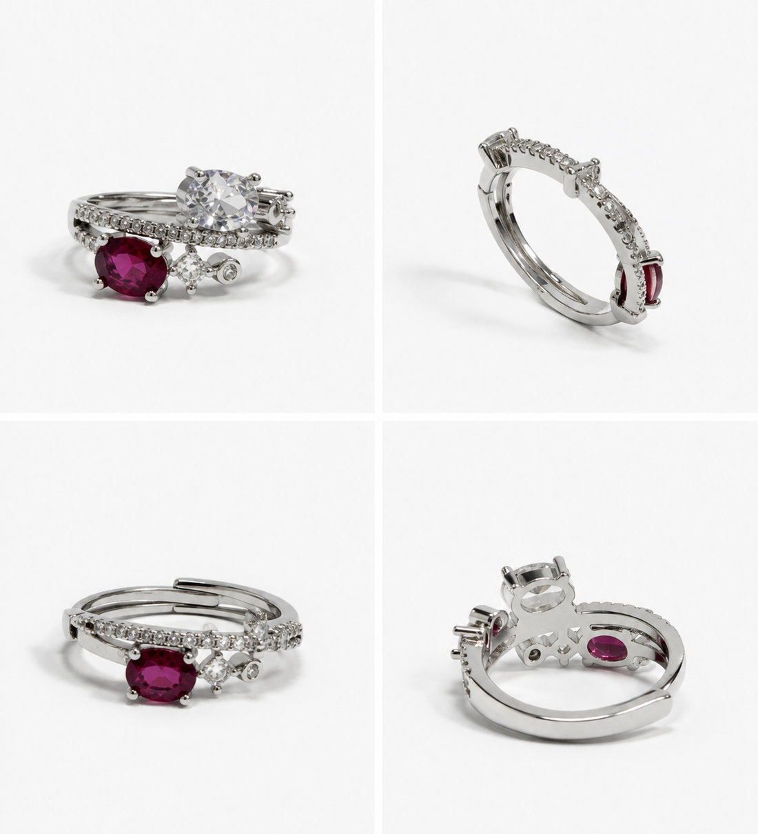 Silver-Tone Flash Zircon Ring