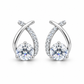 Silver Crossover Solitaire Stud Earrings