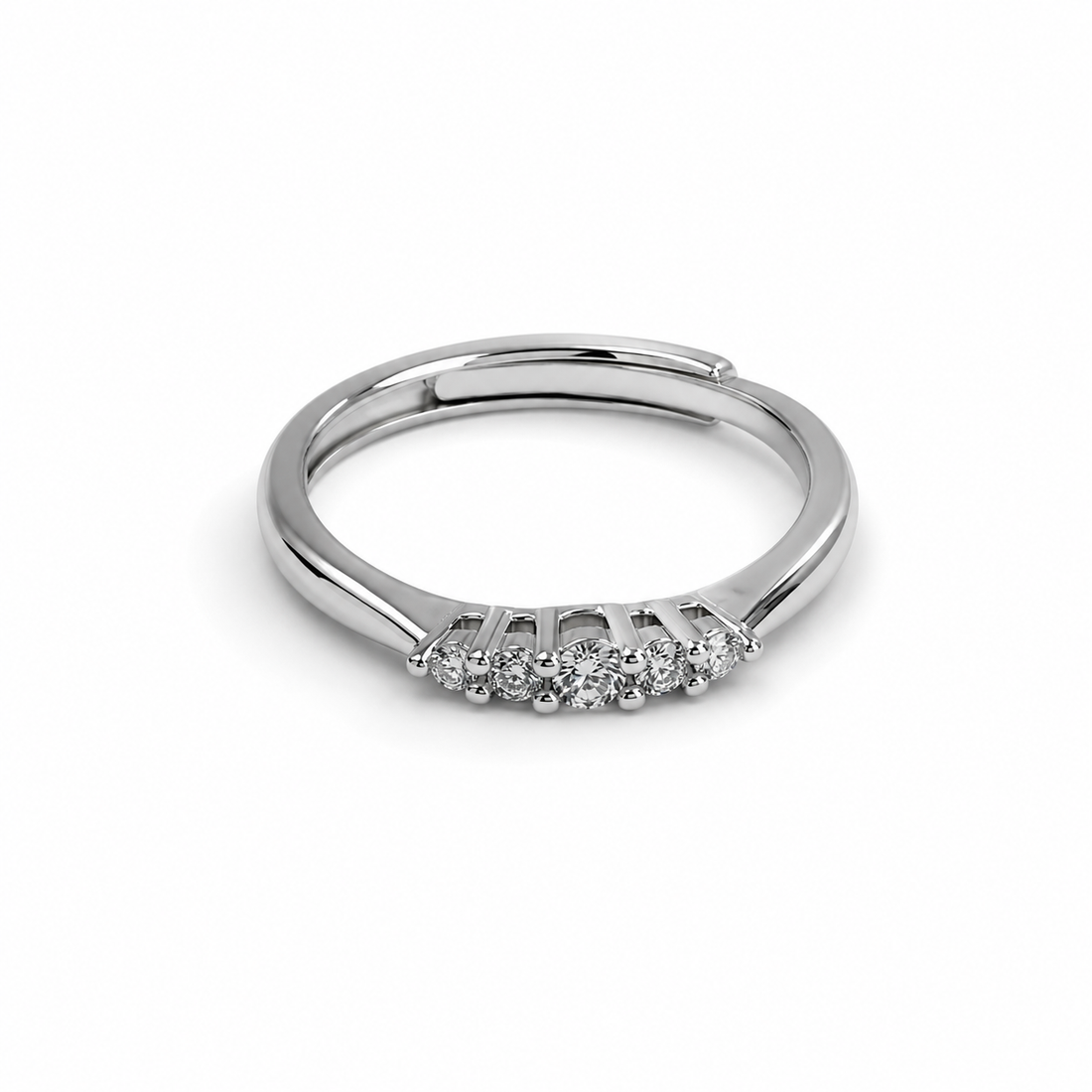 Silver-Tone Zircon Ring