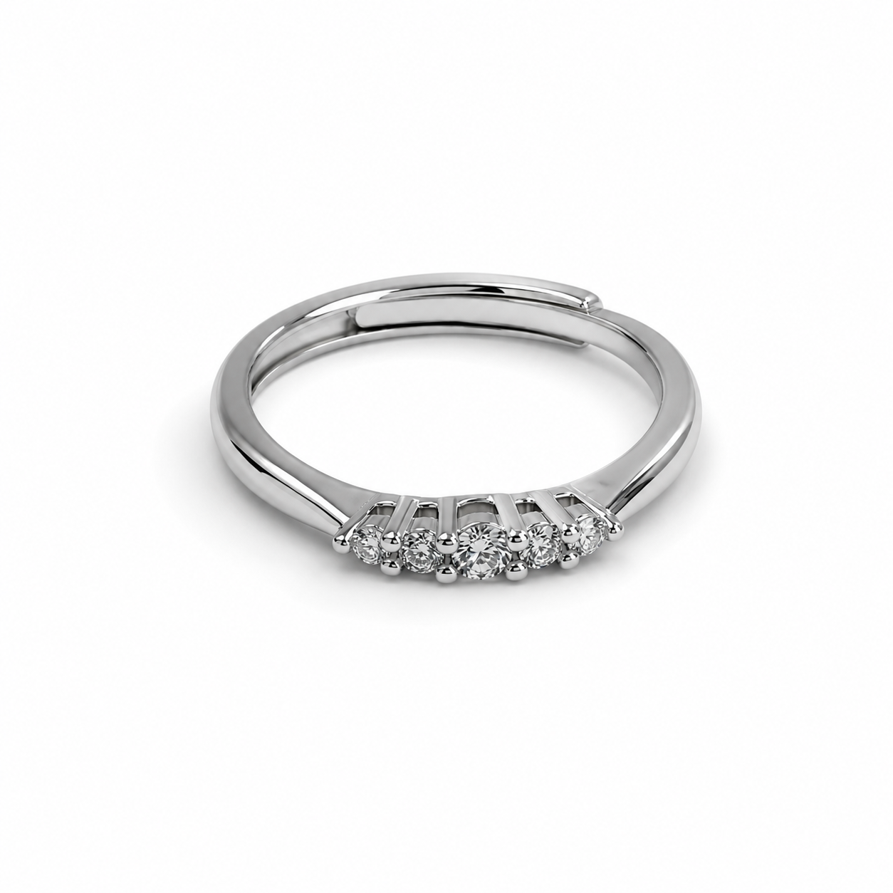 Silver-Tone Zircon Ring