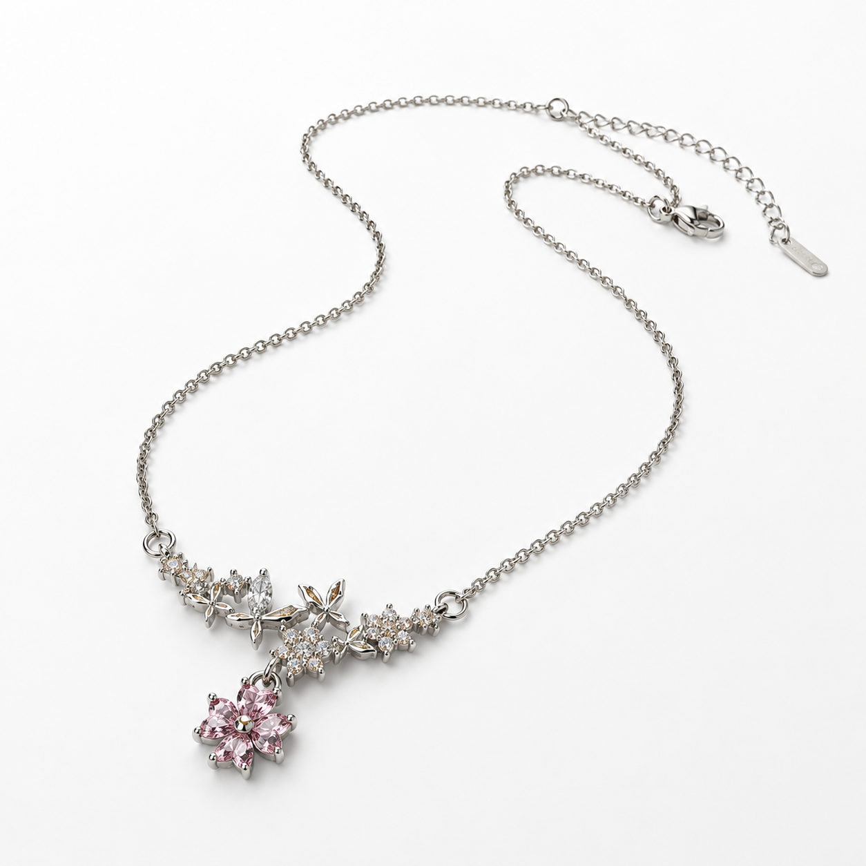 Classic Pink Lace Chain Necklace