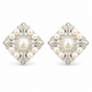 Vintage-Inspired Pearl & Filigree Square Stud Earrings