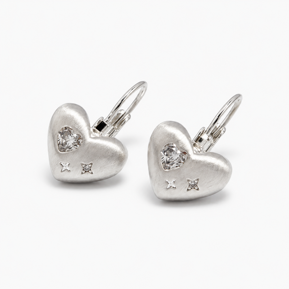 White Heart Vintage Earrings