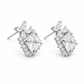 Silver Blossom Square Halo Stud Earrings