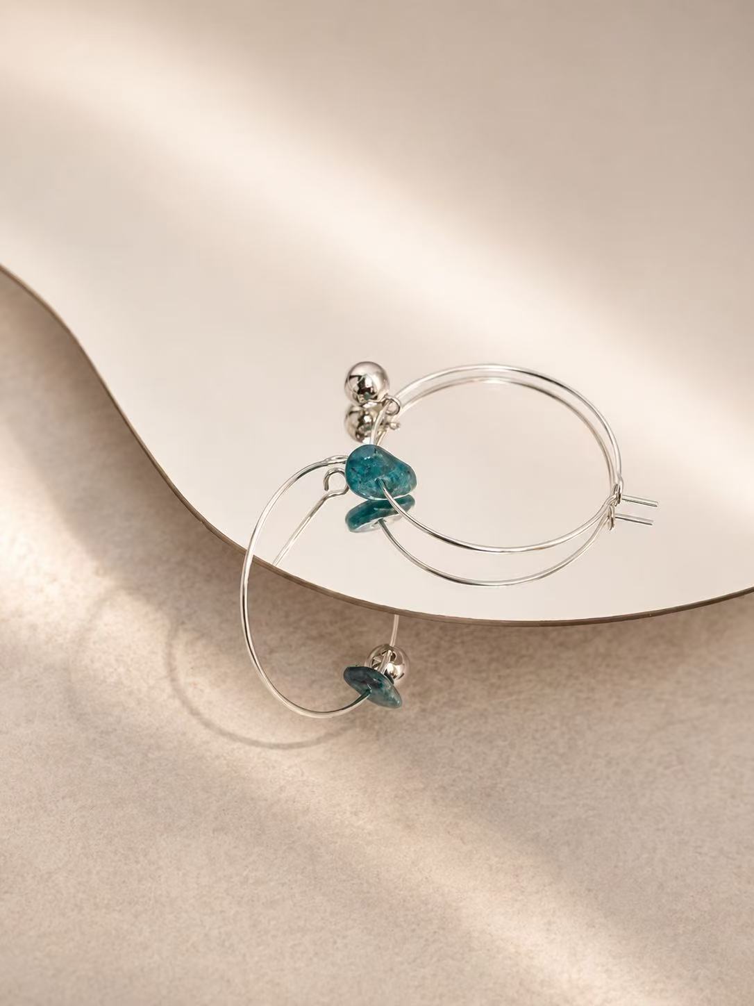 Blue Stone Minimal Earrings