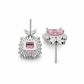 Pink Blossom Square Halo Stud Earrings