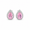 Blush Pink Teardrop Halo Stud Earrings