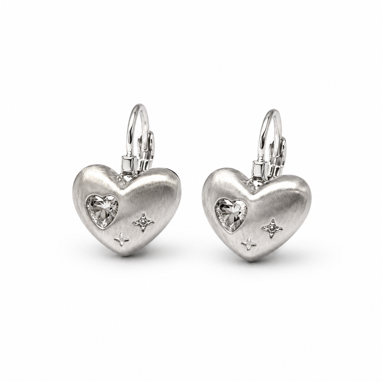 White Heart Vintage Earrings