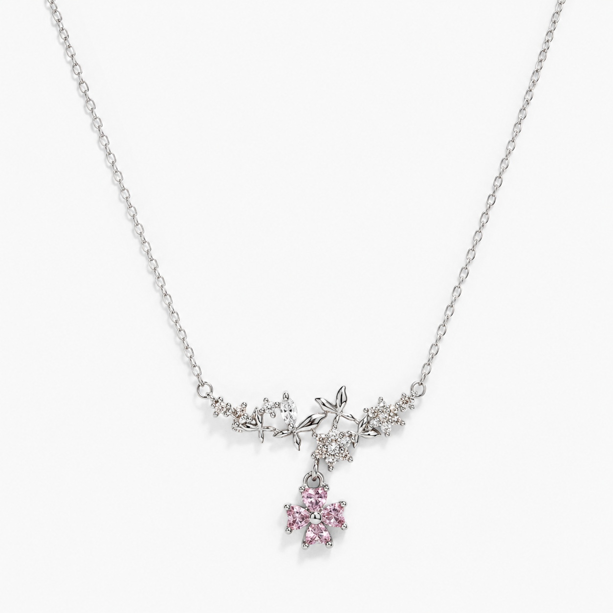 Classic Pink Lace Chain Necklace