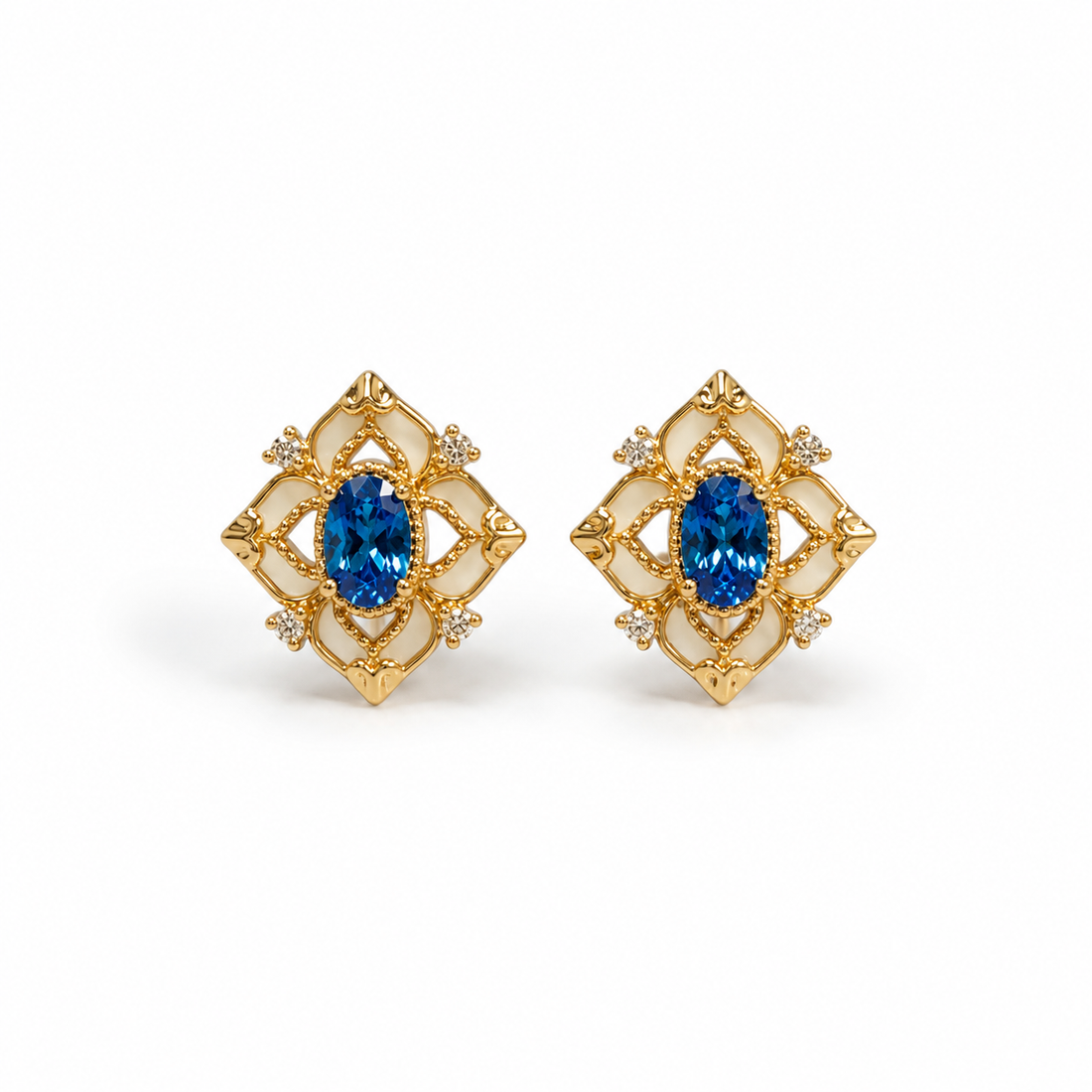 Blue Zircon Enamel Earrings