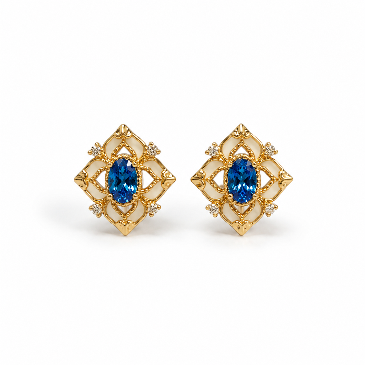 Blue Zircon Enamel Earrings
