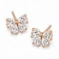 Sparkling Heart & Teardrop Bow Stud Earrings