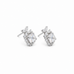 Silver Blossom Square Halo Stud Earrings