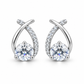 Silver Crossover Solitaire Stud Earrings