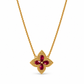 Crimson Blossom Gold-Tone Pendant Necklace Description