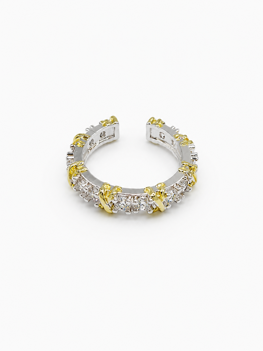 Light Yellow Cross Ring Silver-Tone