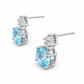 Aqua Blue Cushion Sparkle Drop Earrings