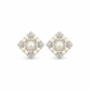 Vintage-Inspired Pearl & Filigree Square Stud Earrings