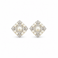 Vintage-Inspired Pearl & Filigree Square Stud Earrings