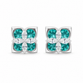 Teal Blossom Marquise Floral Stud Earrings