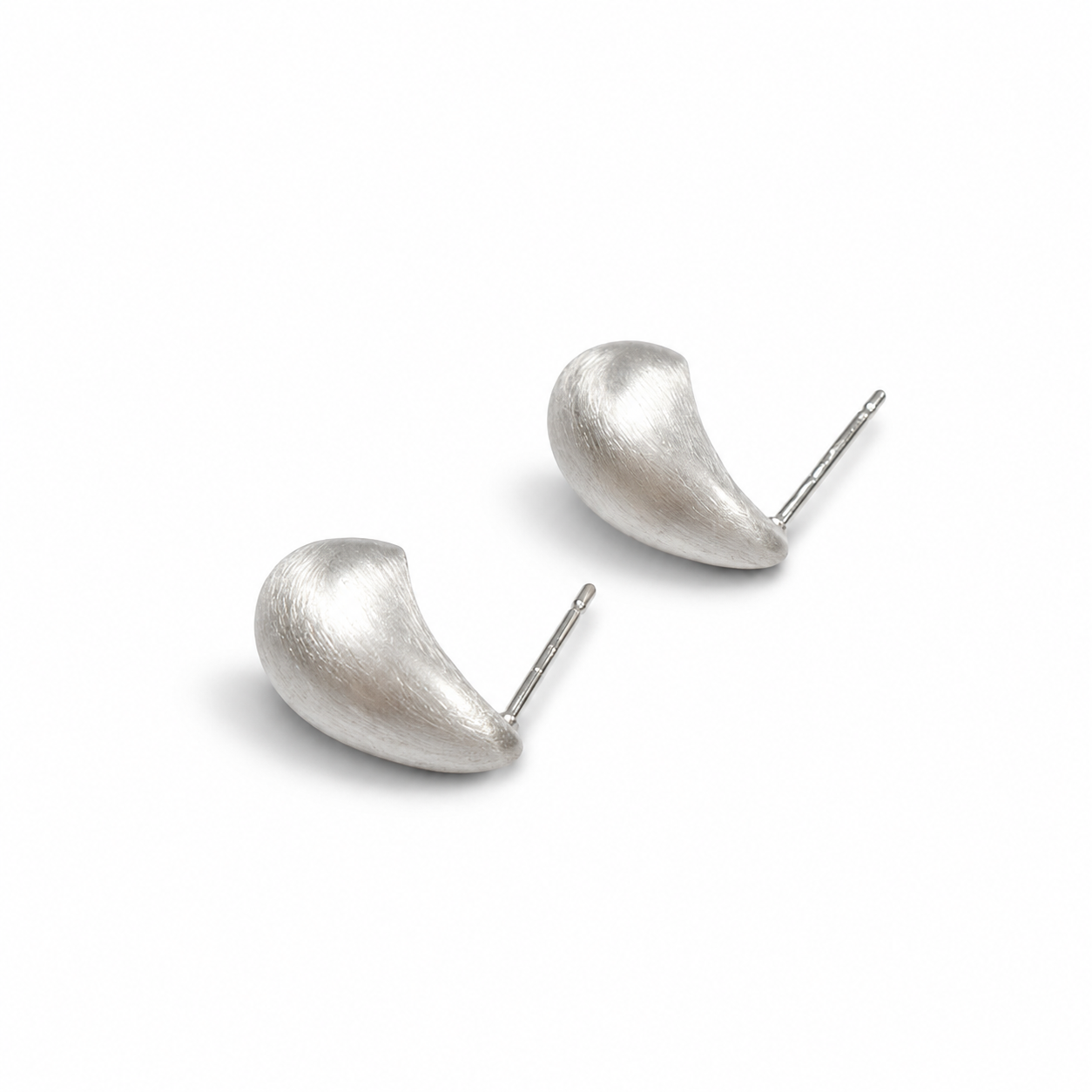 Silver Drop Brushed Earrings