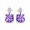 Lavender Cushion Sparkle Drop Earrings