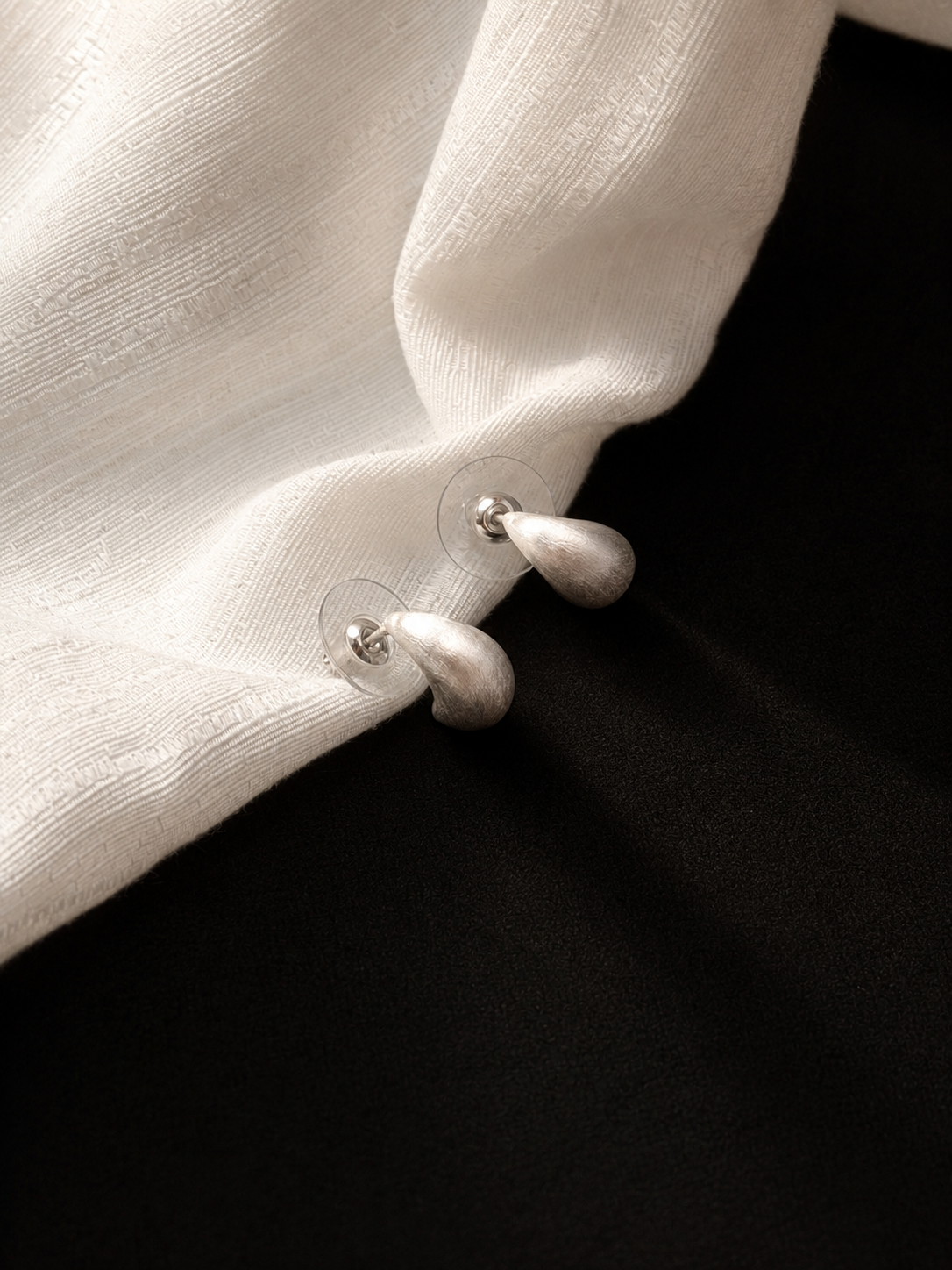 Silver Drop Brushed Earrings