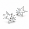 Silver Starlight Sunburst Stud Earrings