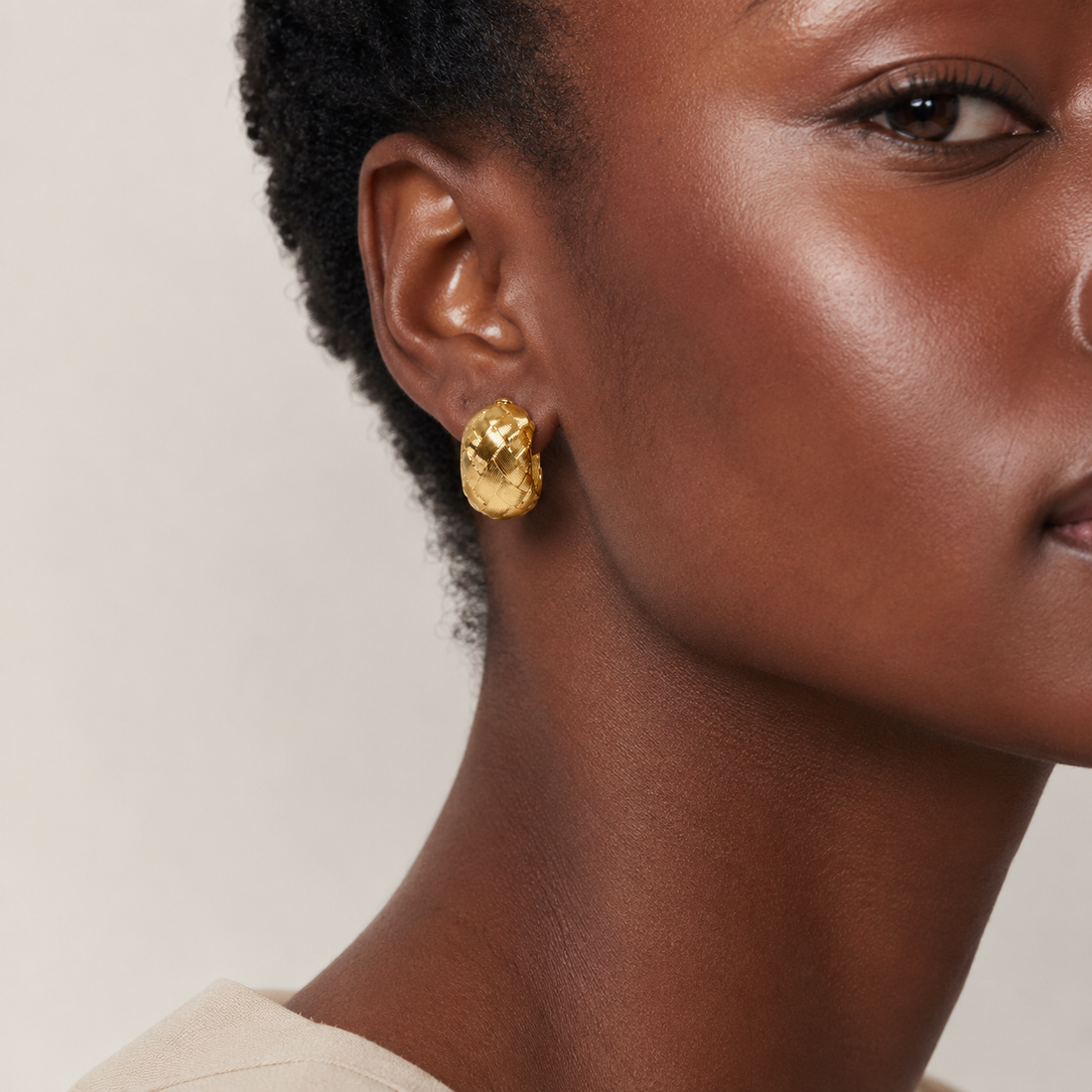 Silver Needle Gold-Tone Braided Earrings