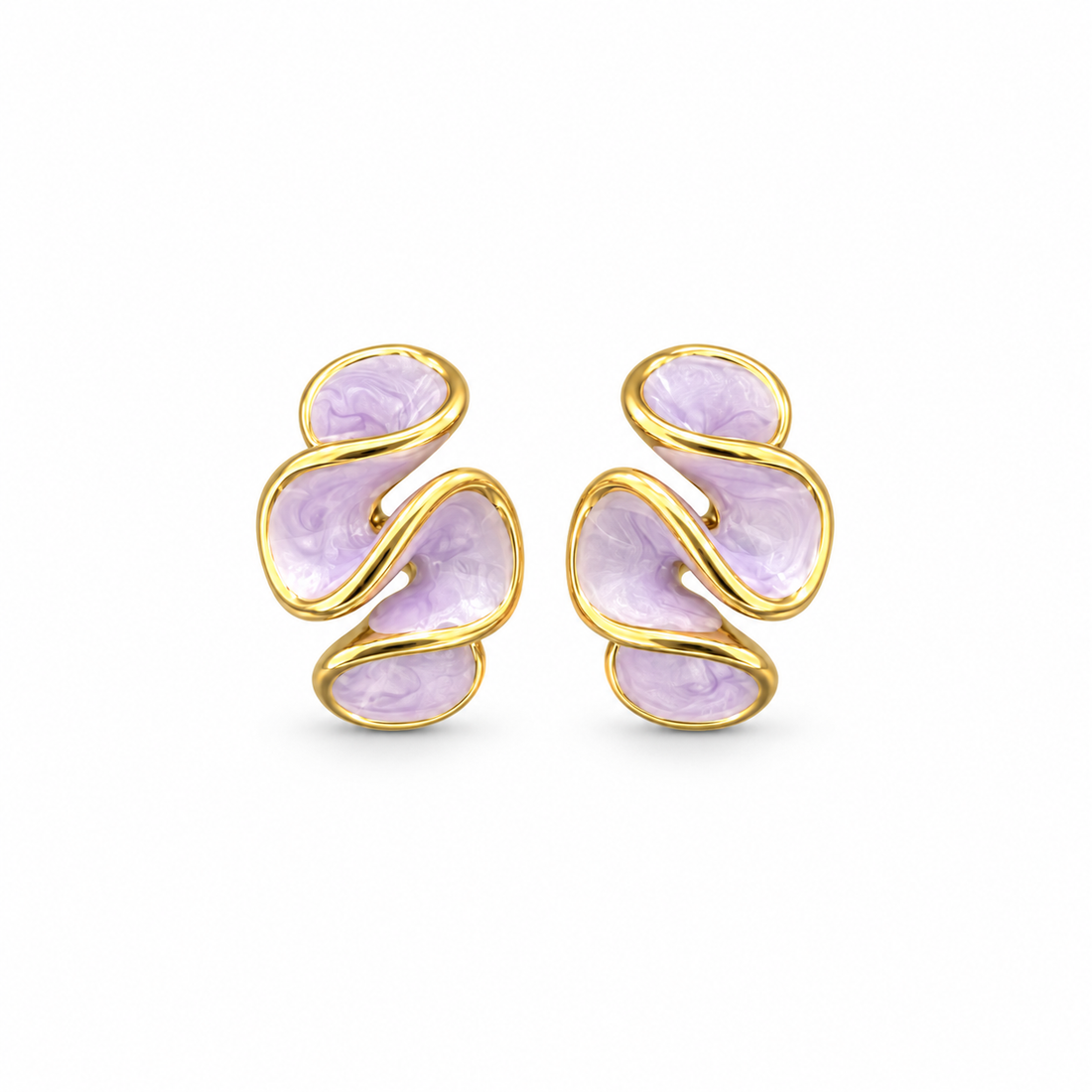 Lilac Swirl Gold-Tone Stud Earrings