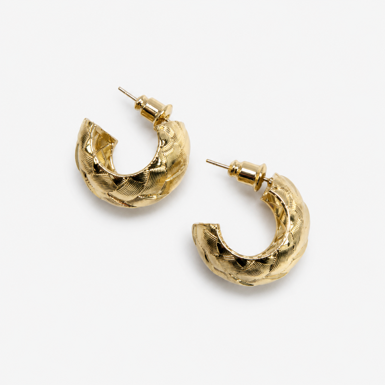 Silver Needle Gold-Tone Braided Earrings