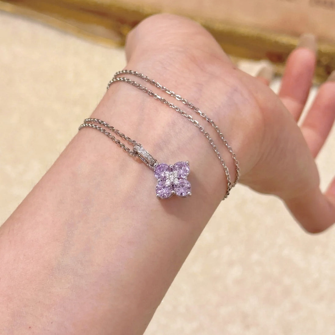 Taro Purple Clover Necklace