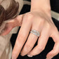 Silver-Tone Lace Harp Zircon Ring