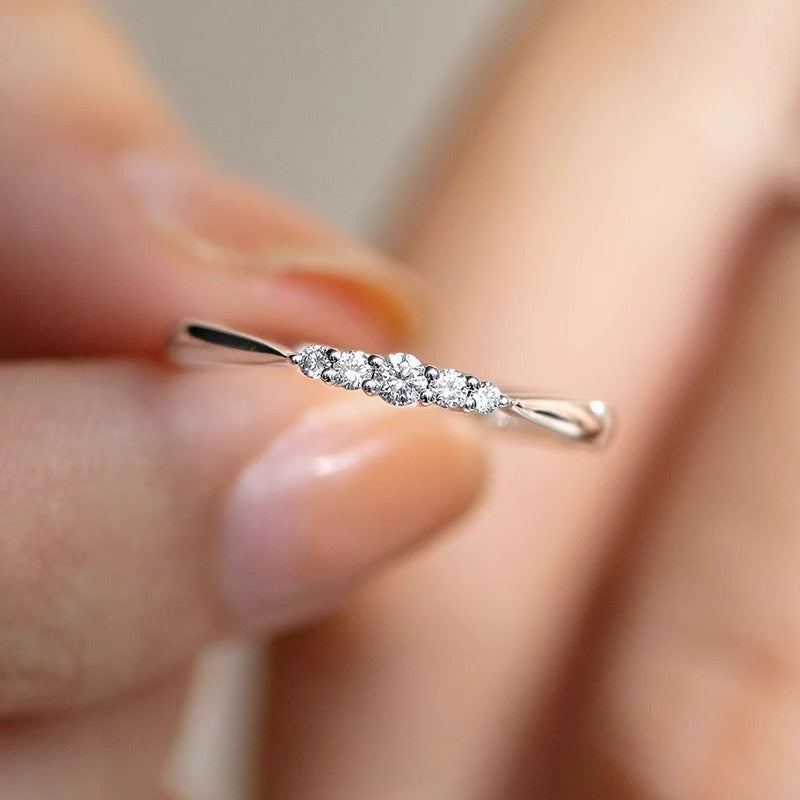 Silver-Tone Zircon Ring