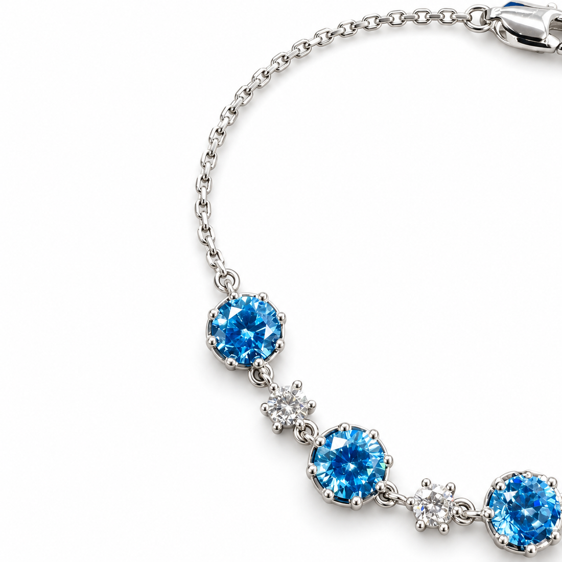 Sky Blue Sparkle Gold-Plated Adjustable Bracelet