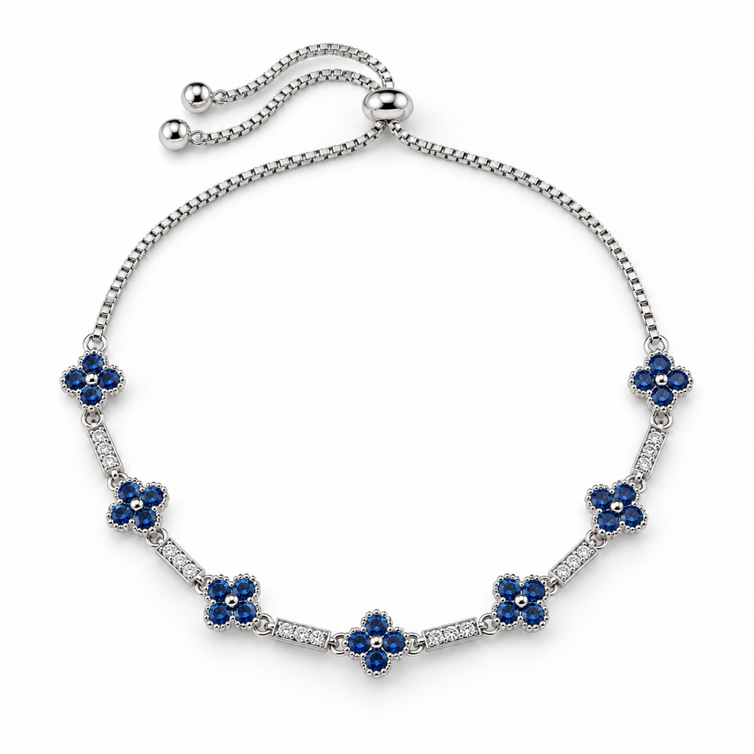 Midnight Blue Blossom Gold-Plated Adjustable Bracelet
